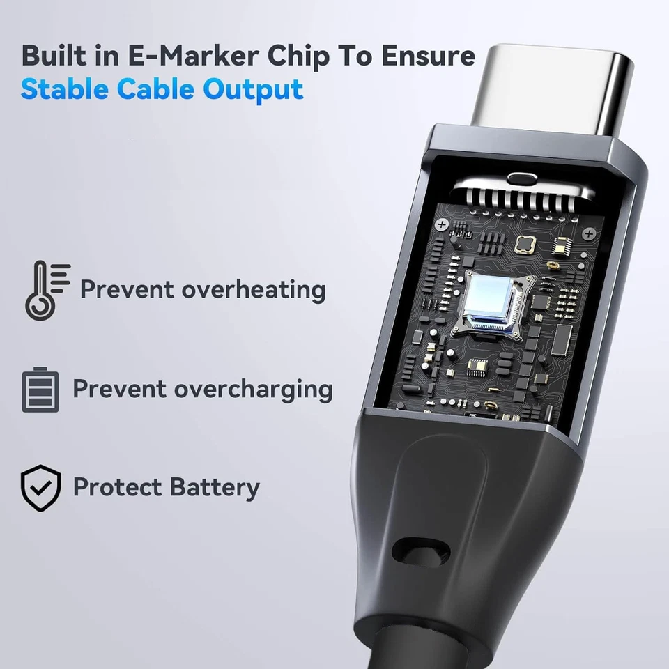Universal Compatibility Black 5A PD 150W 5Ft USB C to USB C Fast Charging Cable - Image 3 of 4