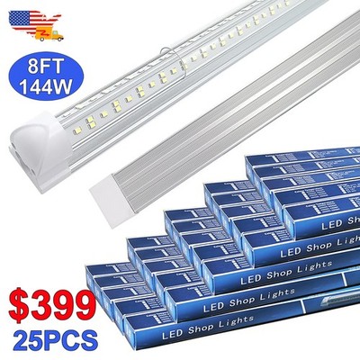 25 Pack T8 Integrated Led Tube Light Bulbs 8FT 18000Lm Led Shop Lights Fixture