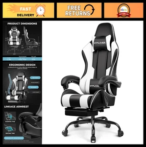 Ergonomic Gaming Chair with Footrest, Lumbar Support, 360° Swivel, Adjustable He