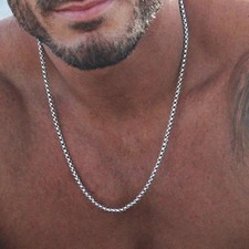 Masculine Titanium Steel Square Pearls Chain Necklace Street Style Chain