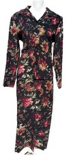 Vtg 90s Briggs New York Dress Sz 12 Goth Floral Vampire Maxi Skirt Suit Button