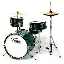 3 PC Jr Drumset Grün, Kinderschlagzeug, Bass Drum, Tom, Snare, Hardware, 3-9