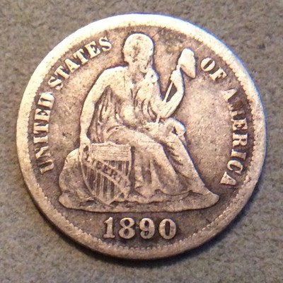 1890 LIBERTY SEATED DIME E-75  FREE SHIPPING