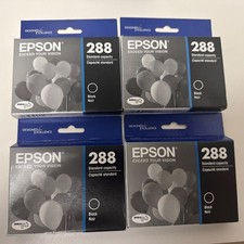 Lot Of 4 T288120 New Genuine Epson Black 288 Ink Cartridges - 04/27 Exp