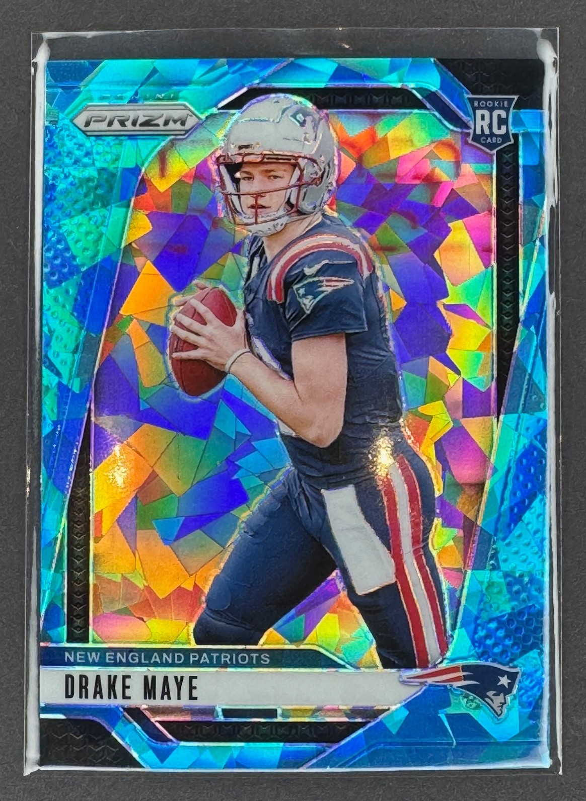Drake Maye 2024 Panini Prizm #329 Blue Ice Prizm /99 (RC) Patriots