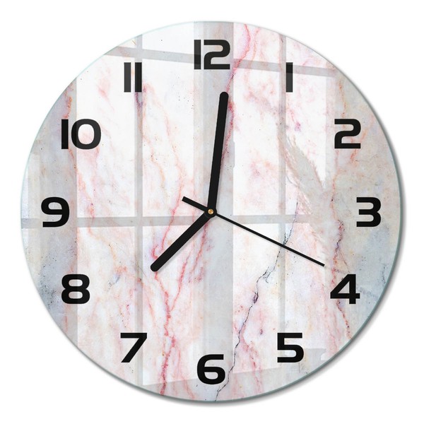 Runde Wanduhr Aus GehäRtetem Glas Runde Glasuhr Marmor Schwarze Zeiger Fi30 Cm-image