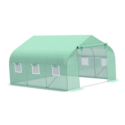 12' x 10' Walk-in Greenhouse with Heavy-Duty Steel Frame, -Protected Cover, and