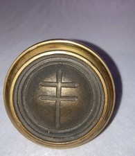 Rare Patriarchal Double Barred Cross Religious Christian Church Brass Door Knob