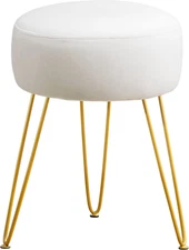 Vanity Stool, White Vanity Stools for Makeup Room, round Ottoman Foot Stool, Vel