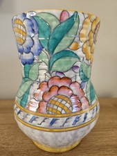 Charlotte Rhead Crown Ducal Vase 1930s Antique, Persian Rose Design Vase #2496