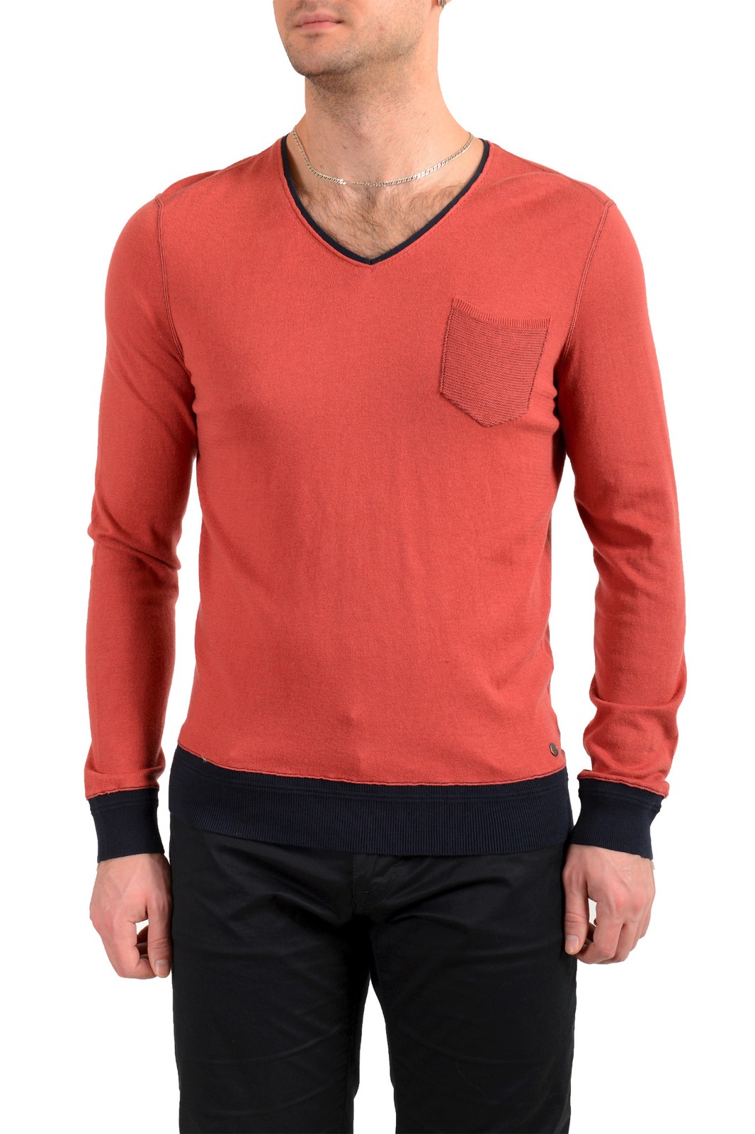 Мужской пуловер Hugo Boss Katron кирпично-красного цвета с V-образным вырезом US M IT 50 19490₽