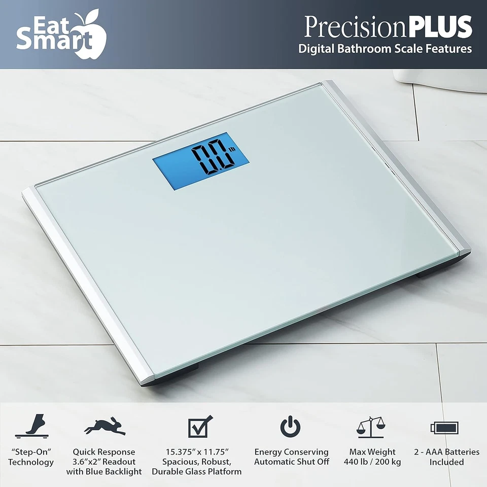 Precision Plus 数字浴室秤,440 磅容量,超宽平台带 — 第 4/4 张图片