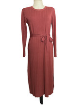 TEA N ROSE  Dark Coral Pink Midi Length Long Sleeve Sweater Dress Sz M