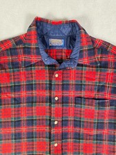 Vintage Pendleton Shirt Men's L Red Plaid 100 Virgin Wool Made in USA