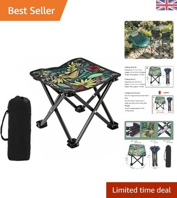 Leichter faltbarer Campinghocker mit Blattmuster - 33 cm Höhe & Tragetasche