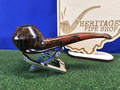 Handmade Worobiec Smooth Finish Acrylic Stem Rhodesian Unsmoked Briar Pipe, Box