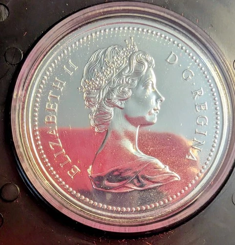 1976 Canadian "Library of Parliament" Centennial Silver Dollar . 50 Mint W/Case