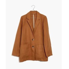 Madewell Linen Dorset Blazer Linen Terracotta Russet Brown size Medium