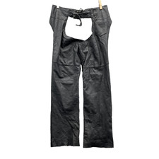 Xelement Black Leather Chaps Men's 36 Motorcycle Biker Western Cowboy Riding 90s