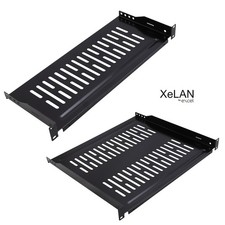XeLAN 1U Cantilever Vented Rack Shelf Tray 190mm / 400mm Depth 10kg Load Black