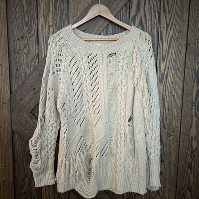 Easel Oversized Pullover Sweater Womens Size M Acrylic Blend Knit Neutral Comfy