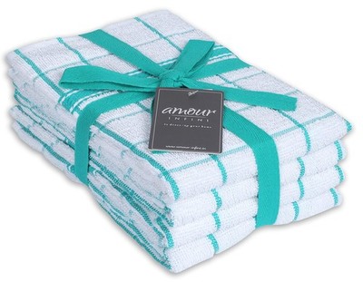 Terry Cotton Kitchen Towels 4-Pack - Large 18 x 28 Inch, Absorbent & Soft Dis...