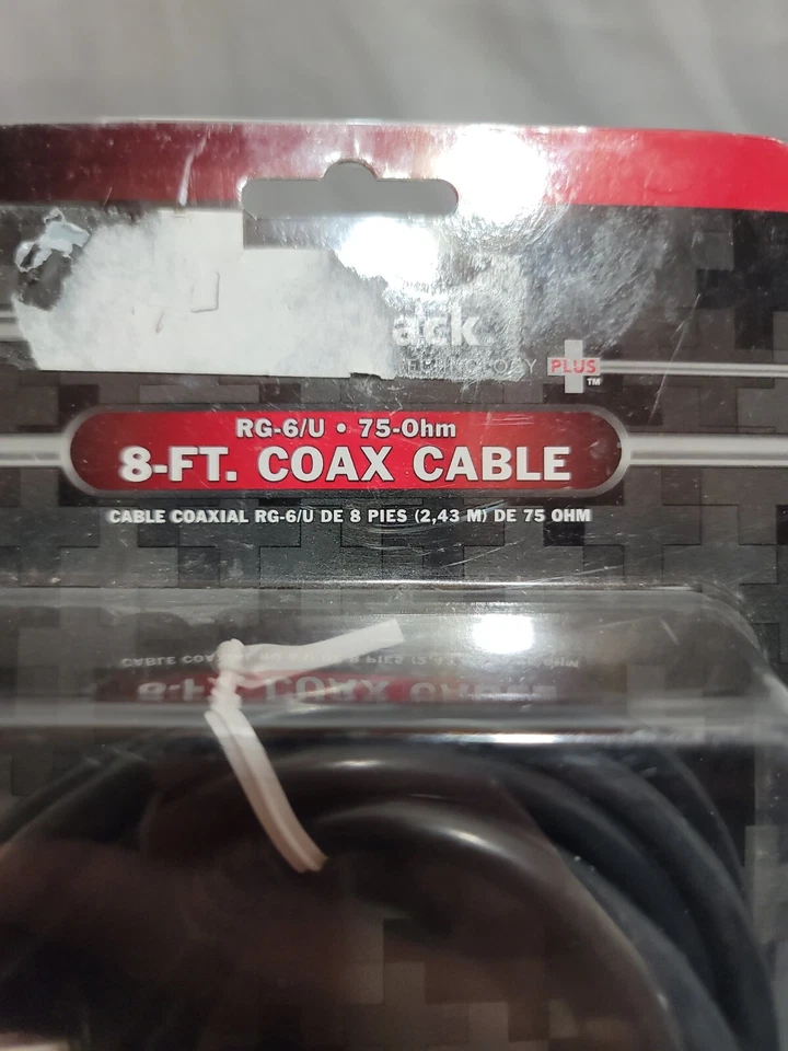 Radio Shack 8-FT Black (2.43M) Coax AV Cable TV Telephone Internet Data Video - Image 2 of 4