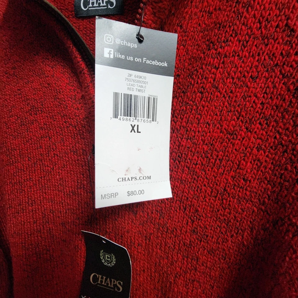 Chaps Mens Knit Caridgan Sweater Classic Half Zip Mock Turtleneck NWT Size XL - Image 2 of 4