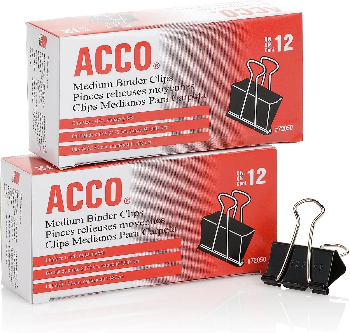 ACCO Binder Clips Medium Black 12 per Box 2 Boxes 72062 2