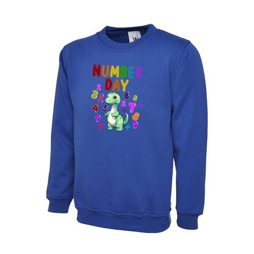 Dinosaur And Numbers Ideas Sweatshirt Crewneck Printed Number Day Gift Kids Top - Picture 4 of 7