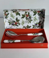 Portmeirion Holiday The Holly and the Ivy Salad Server Set-Fork and Spoon, Box