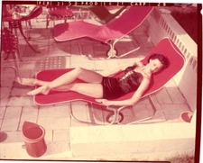Cyd Charisse Barefoot Leggy Swimsuit sunbathing '53 Original 5x4 Transparency