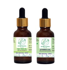 AGRO MANIA Tea Tree Essential Oil & Vitamin E for Hair, Face & Acne Care 25ml