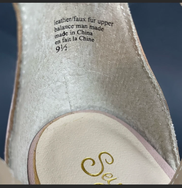 Seychelles Women Leather Faux Fur Block Heel Ankle Strap Sandal Size 9.5 - Image 4 of 4