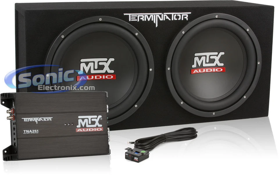 Caja de subwoofer cargada Terminator amplificado doble 12" MTX TNP212D2 1200W Foto 2 de 4