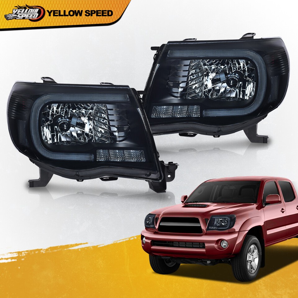 For Toyota Tacoma 2005-2011 Black Clear LED Tube Projector Headlights