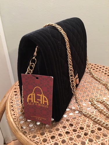 Classic Quilted Velvet Shoulder Crossbody Gold Chain Designer Bag / Black - 第 7/11 張圖片