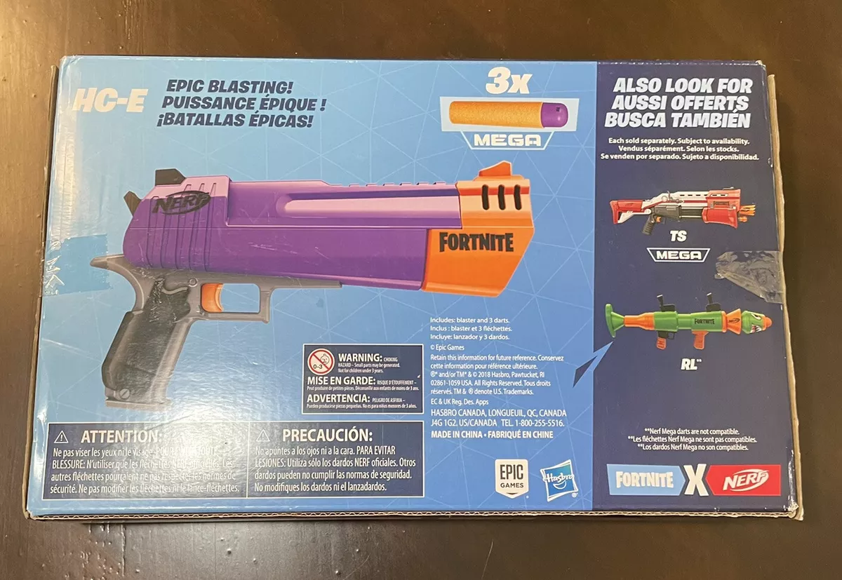 NERF Fortnite HC-E Mega Dart Blaster - Includes 3 Official Mega Fortnite  Darts - for Youth, Teens, Adults