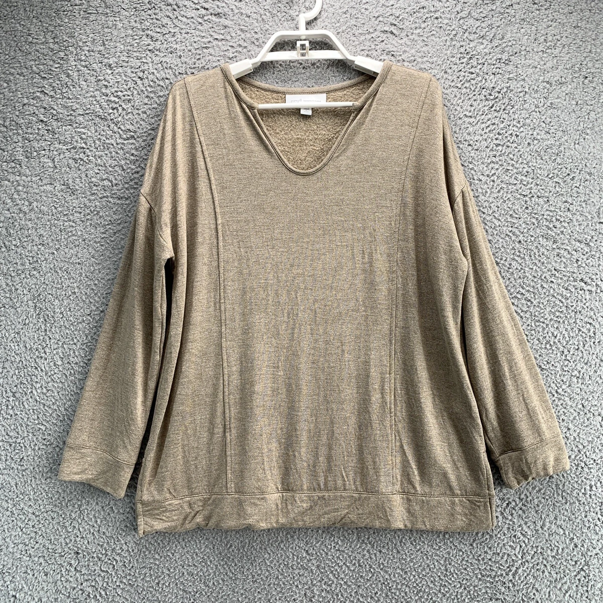 J Jill Pure Jill Top Womens Petite Small Beige Tranquility Fleece Tunic Soft