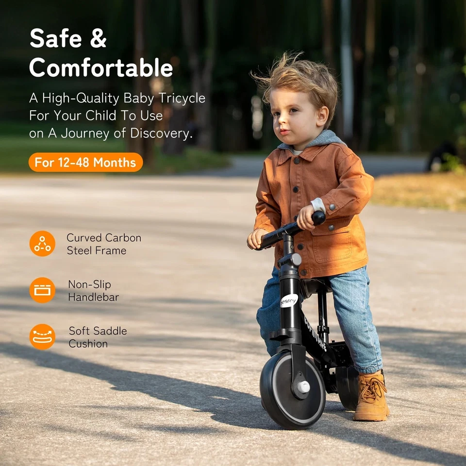 Bicicleta de Equilibrio Portátil 5 en 1 Niños de 1 a 5 Años, Triciclo para Niños Pequeños Triciclos Tricy Foto 2 de 4
