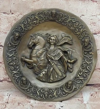 Art Deco Sculpture Athena War Goddess Woman With Horse Bronze Statue