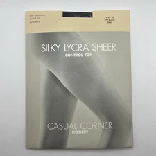 Casual Corner Hosiery Control Top Pantyhose Size B OFF BLACK Silky Lycra Sheer