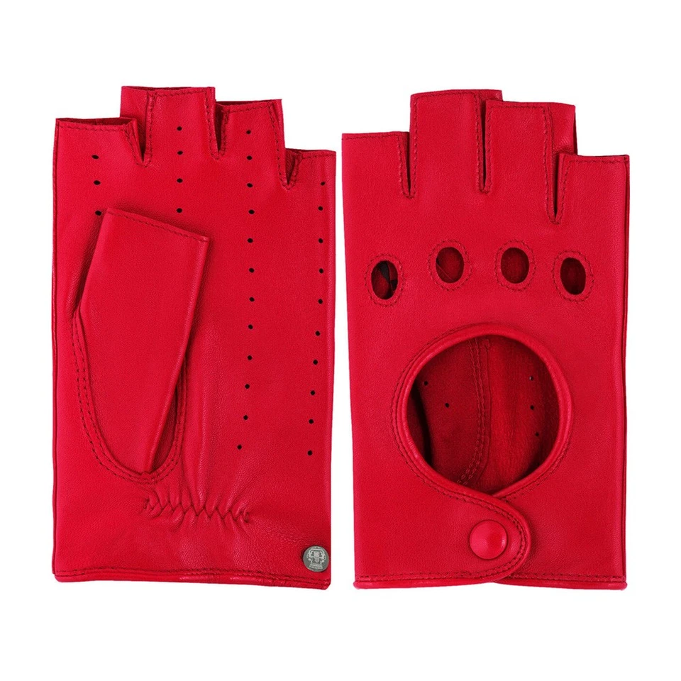 Roeckl Florenz Autofahrer Lederhandschuhe Damen Halbfinger classic red - Bild 1 von 3