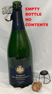 EMPTY Champagne Bottle BARONS DE ROTHSCHILD CONCORDIA 75cBRUT cap cork foil cage