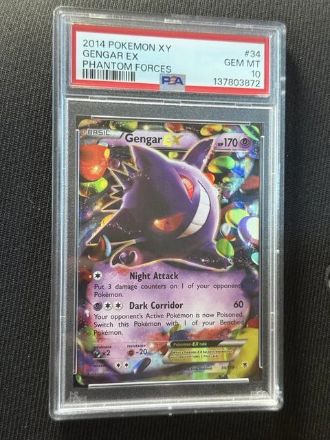 PSA 10 2014 POKEMON XY PHANTOM FORCES #34 GENGAR EX