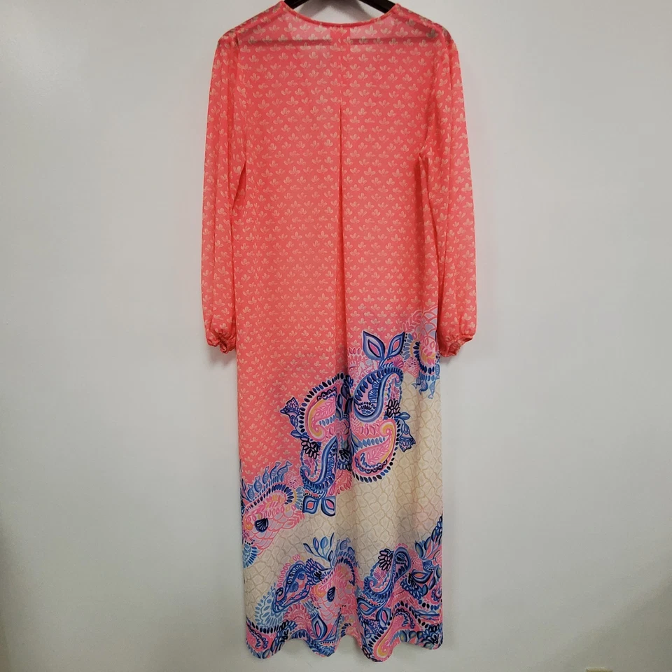 Maxi encubrimiento Lilly Pulitzer para mujer Frey talla XL rosa playa natación vacaciones Preppy Foto 4 de 4