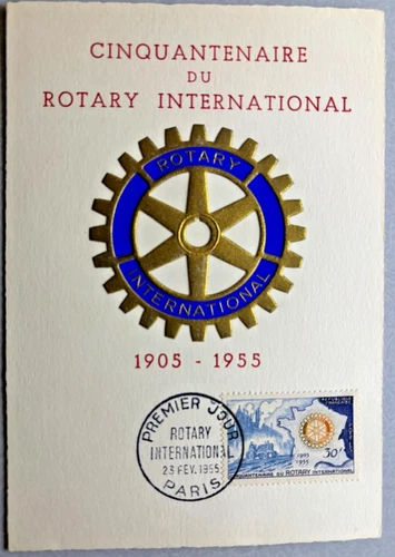 FRANCE CINQUETENAIRE DU ROTARY INTERNATIONAL 30F FIRST DAY COVER 1955 PARIS