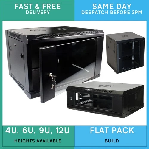 4U 6U 9U 12U Network Data Cabinet - Wall Mountable Server Rack Flat Packed