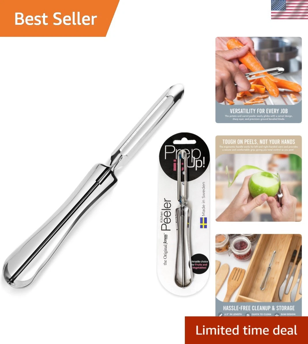 Jonas Vegetable Peeler - Rust Resistant Silver Carrot and Potato Peeler with ...