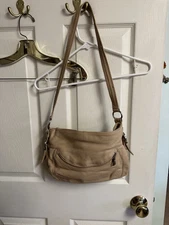 Stone Mountain Leather Shoulder Purse Handbag Adjustable Strap Boho Beige 90s
